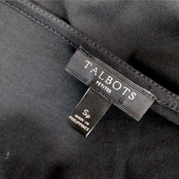 TALBOTS PETITES! BLACK JERSEY KNIT BELTED WAIST, CRISS-CROSS BODICE DRESS! SZ SP - Picture 9 of 11